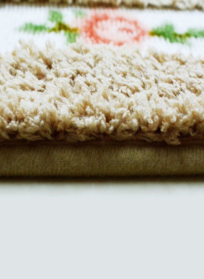 ABREEZE Rose Rug Super Soft Bathroom Floral Rug Non Slip Bedside Kitchen Mat Shaggy Doormat Carpet Absorbent Shower Oval Area Rug for Living Room Bedroom 17.71x49.21 Inch Coffee - Image 4